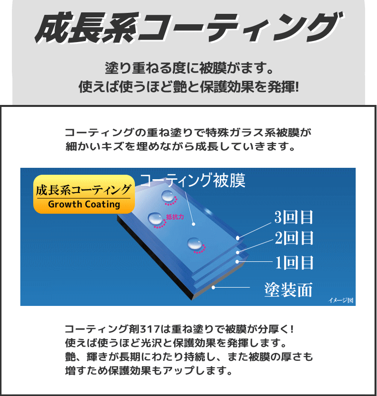 【公式】クリーンプロジャパン コーティング剤317【100ml ファイバークロス・スポンジセット】撥水 成長系コーティング剤_画像8