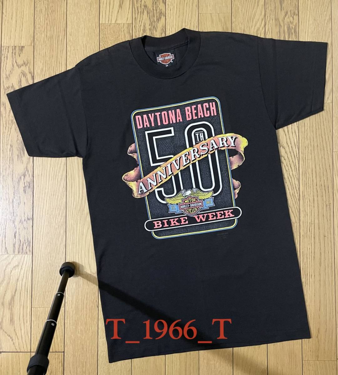 新品！1991ハーレーデイトナ50th ANV. 3D EMBLEMボディビンテージTシャツ ブラック M