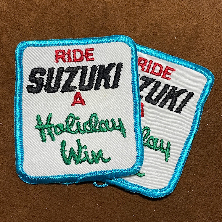 70s SUZUKI ヴィンテージ ワッペン 当時物本物 スズキモトクロス 国産旧車 ビンテージ 刺繍パッチ デッドストック RIDE A SUZUKI_画像1