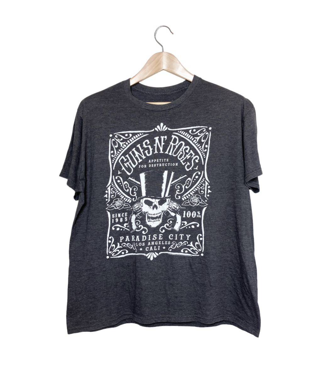 【US古着】GUNS N' ROSES ガンズアンドローゼズ Tシャツ Lサイズ相当 ダークグレー bravado ビッグサイズ／チャコールアメリカUSAバンド_画像1