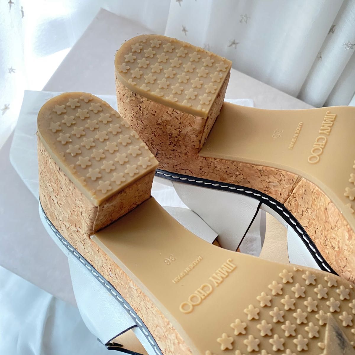 JIMMY CHOO ジミーチュウ レザー ウェッジ サンダル コルク 36
