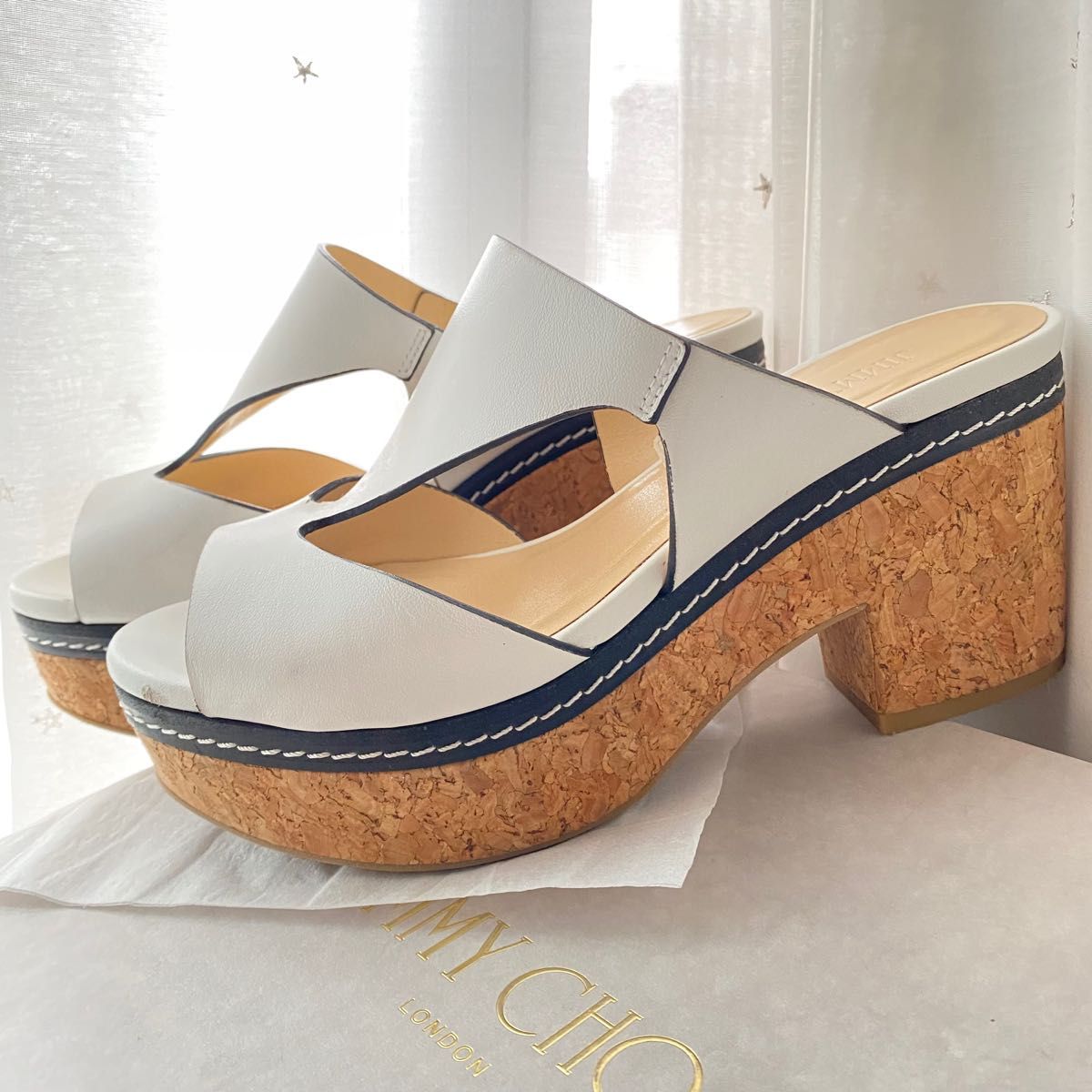 JIMMY CHOO ジミーチュウ レザー ウェッジ サンダル コルク 36
