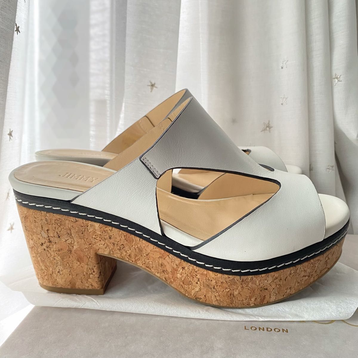 JIMMY CHOO ジミーチュウ レザー ウェッジ サンダル コルク 36