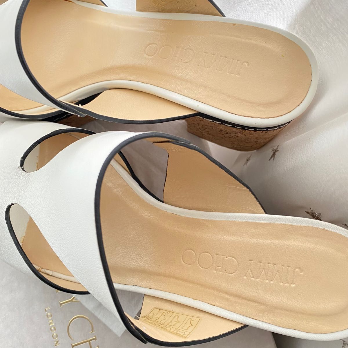 JIMMY CHOO ジミーチュウ レザー ウェッジ サンダル コルク 36