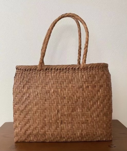 未使用品 長野産 新品 サイズXL 職人手編み 肩掛け兼用 網代編み