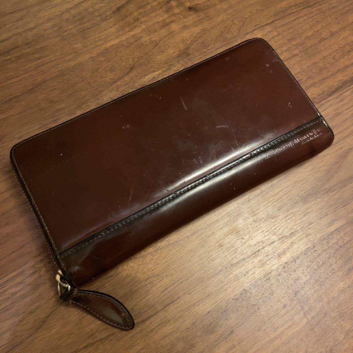 送料込 ジ・ウォームスクラフツ マニュファクチャー コードバン ラウンド型長財布