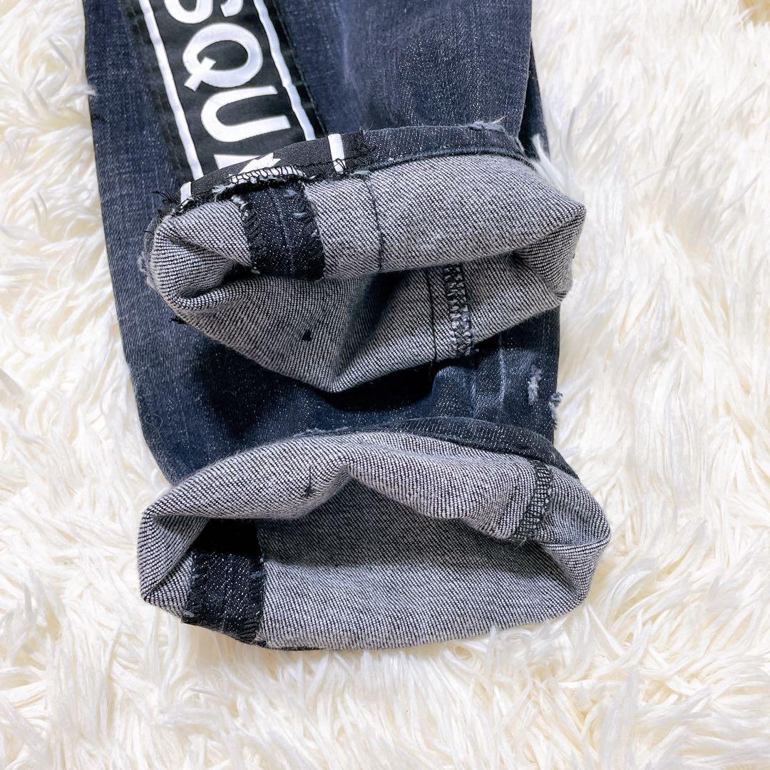 激レア☆DSQUARED2 デニムパンツ スケーター ロゴテープ ブラック L