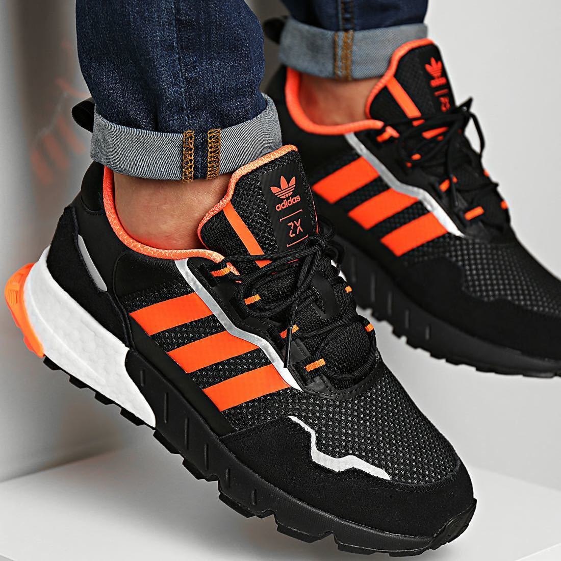 新品未使用 アディダス ZX 1K BOOST【25cm】スニーカー ブースト adidas 運動 靴 スポーツ シューズ 00428 黒 赤 ランニング ウォーキング_画像2