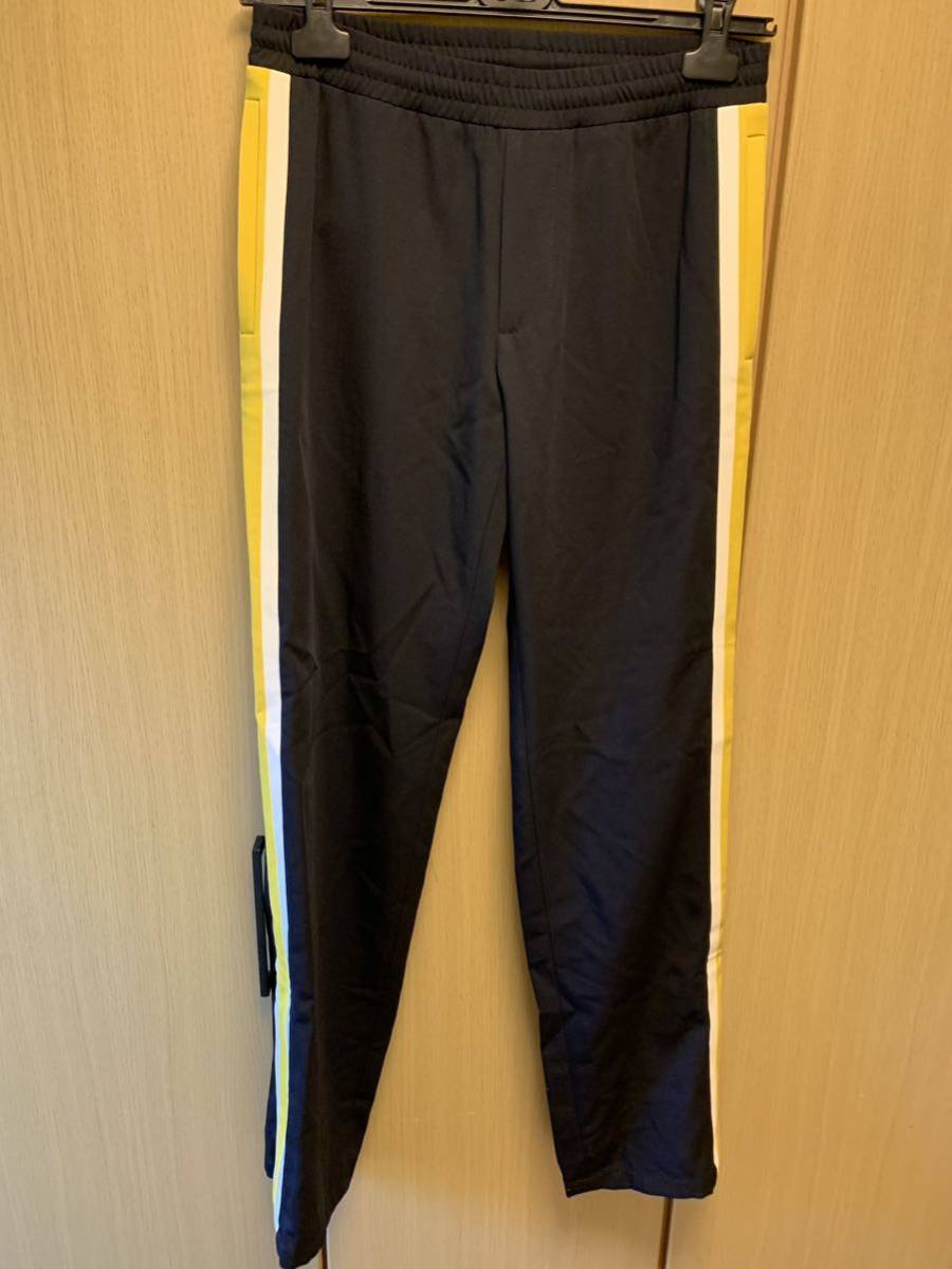  regular 19SS VALENTINO Valentino side line hem Zip Easy jogger pants black white yellow S RV3RBB35VUM