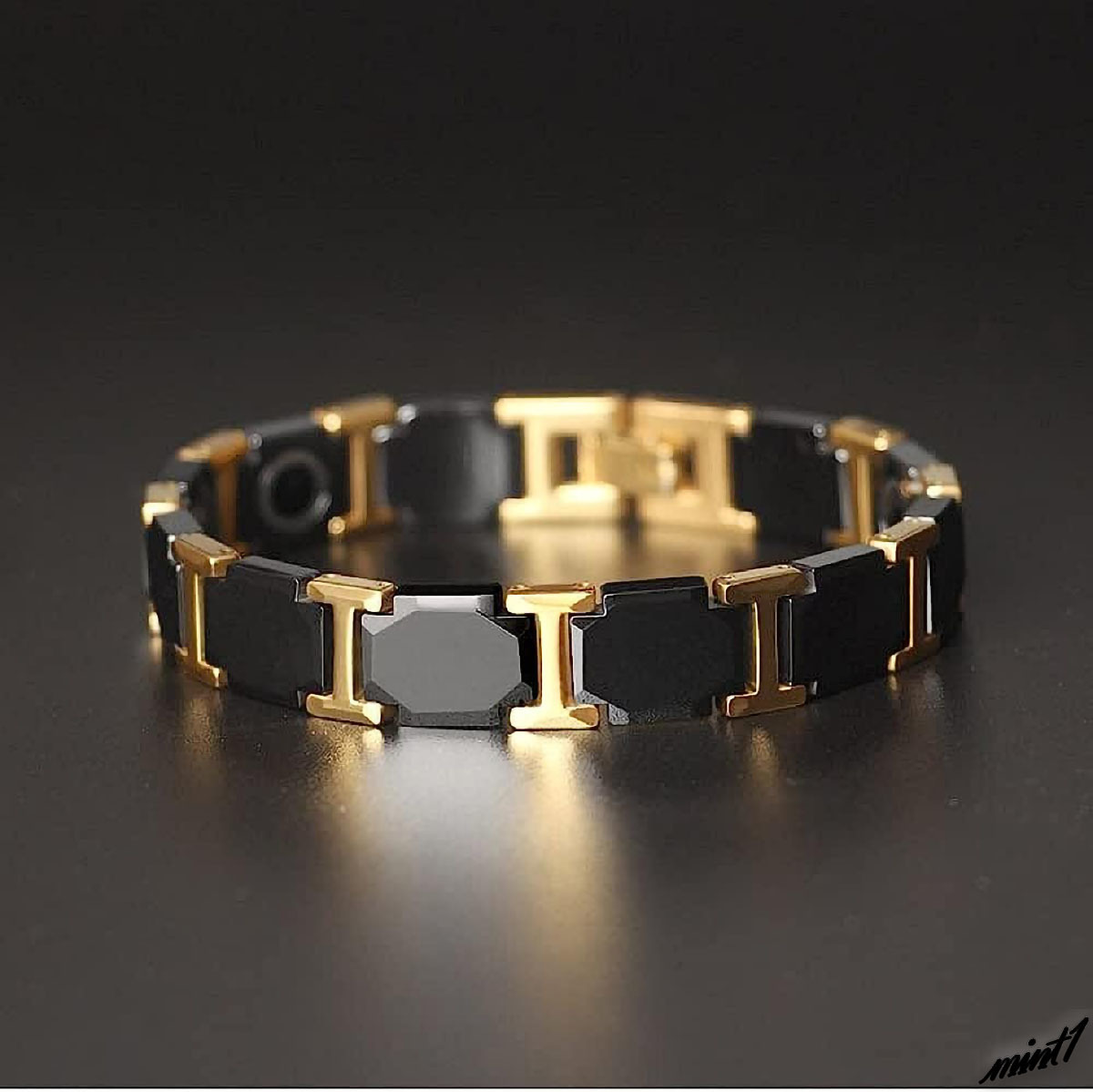 [ black color . Gold . plus ] germanium bracele titanium made allergy free fashion men's accessory 