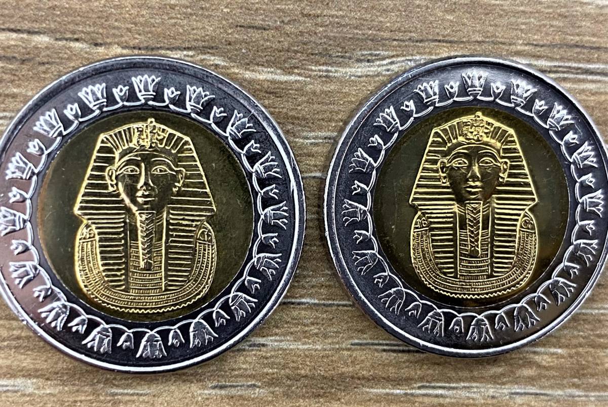 バイメタル貨 アフリカ 2枚 エジプト ツタンカーメン 1ポンド コイン