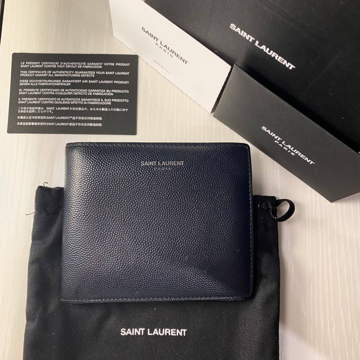 箱、保存袋付き サンローラン パリ SAINT LAURENT 札入れ 財布 レザー