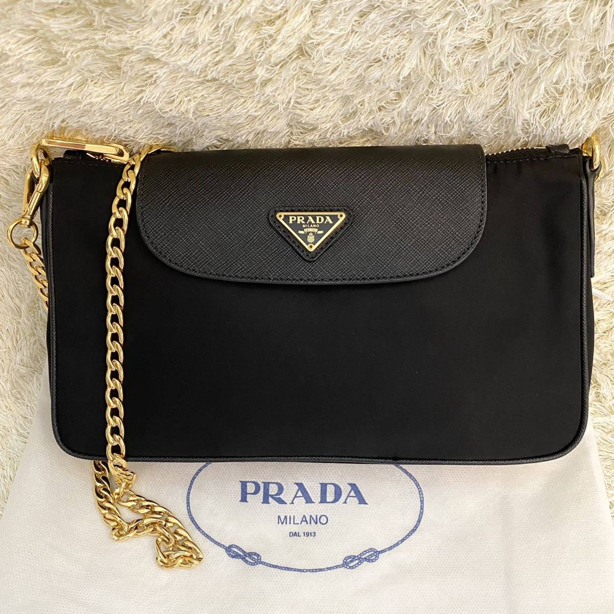 最終値下げ 極上美品 PRADA プラダ チェーンショルダー ナイロン