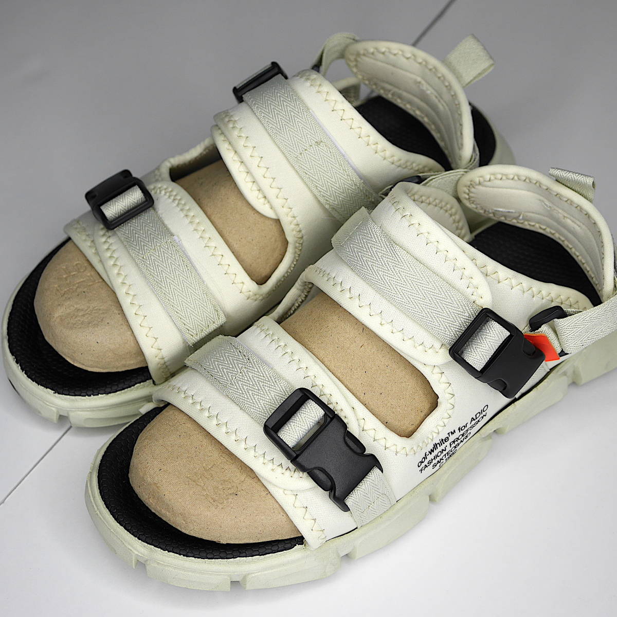 [ new goods price cut ] beige ② 43 size thickness bottom side print Korea fashion thickness bottom sandals mode truck sole Caterpillar sole 