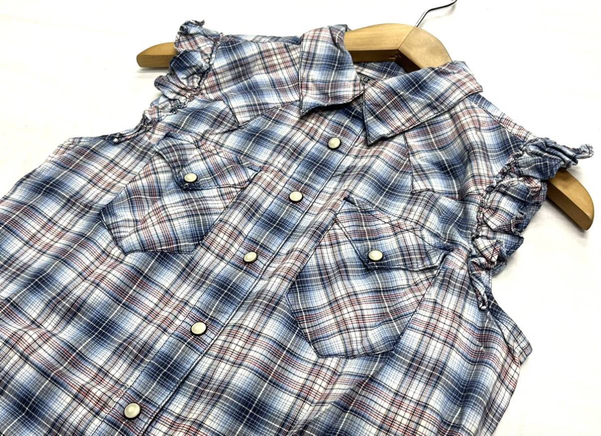 POLO JEANS COMPANY RALPH LAUREN MFG.* Ralph Lauren *(M) check pattern snap-button sleeveless shirt / beautiful goods 