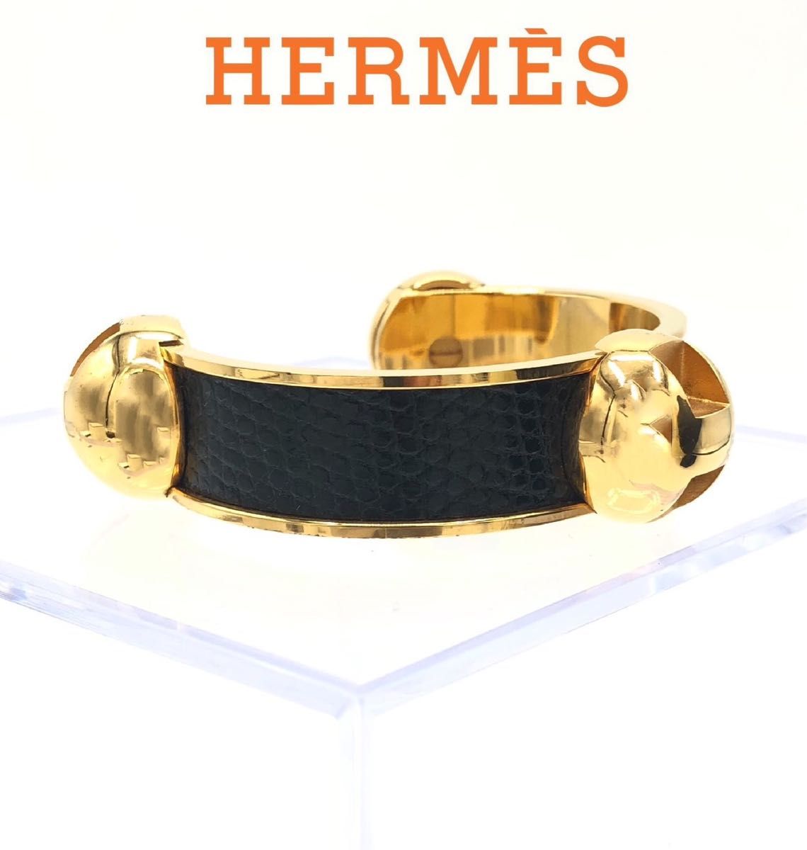 HERMES エルメス Hモチーフ バングル 腕輪 バングル GP ブラック