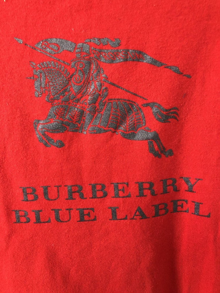 ◆BURBERRY BLUE LABEL バーバリー ブルーレーベル【ビッグロゴ】半袖Tシャツ 38　レッド　三陽商会_画像4