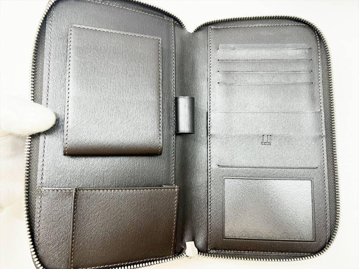 美品　Dunhill　ダンヒル　　サイドカー　ダブルジップ　オーガナイザー　ラウンド長財布　ダークブラウン