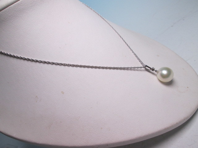 ☆PT900 大粒 1,3cm真珠珠ダイヤ飾りのペンダント＆PT850ネックレス 7,4g_画像7