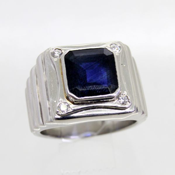 低価格の ◎中古美品◎プラチナ サファイア 3.62ct ダイヤ 0.12ct メンズリング 15.5号 ゴールド