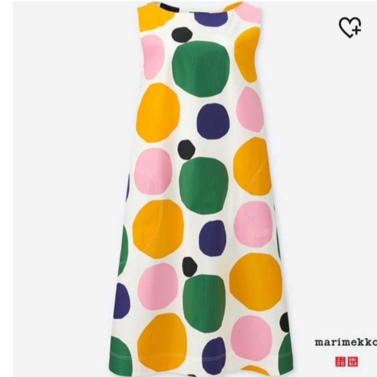 ユニクロ マリメッコ marimekko ノースリーブワンピース ドット柄 水玉 グラフィック コラボ　Aライン　2018