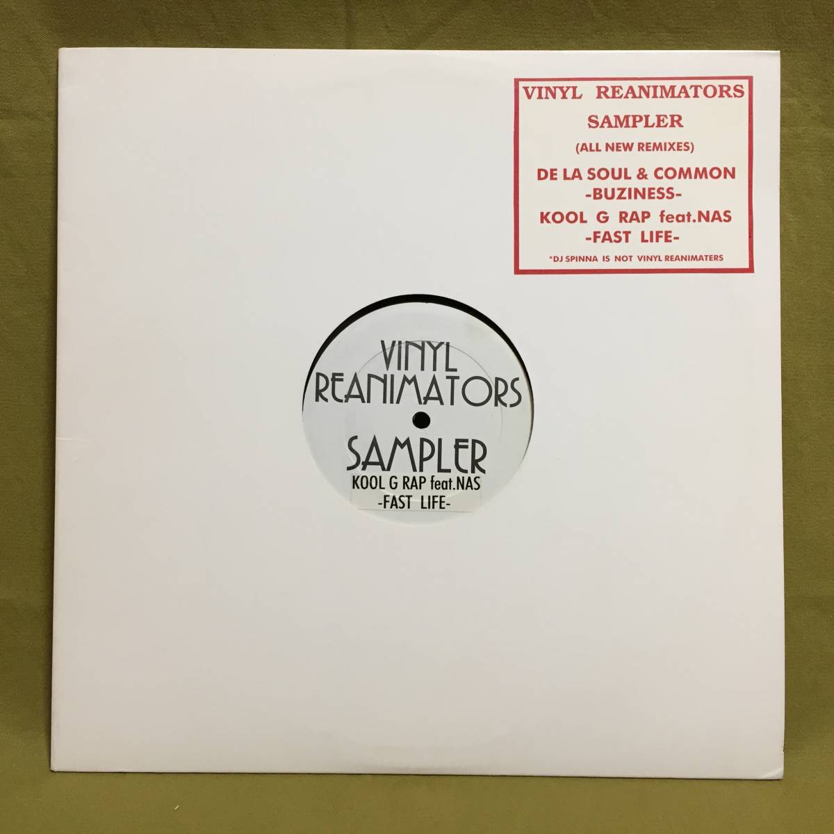 Vinyl Reanimators Remixes (Kool G Rap & Nas / Fast Life) (De La Soul Feat. Common Sense / The Bizness) 【US 12inch】_画像3