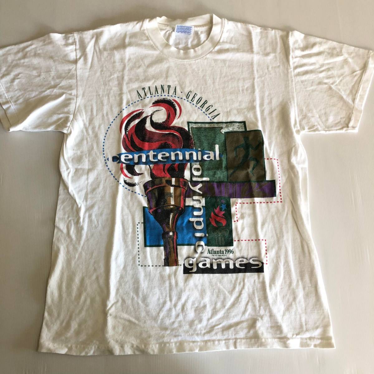 ★ATLANTA ORIMPIC / 1996年！アトランタ！オリンピック100回記念大会！Tシャツ　カラー：ホワイト　サイズ：M【古着】ヘインズ！_画像1
