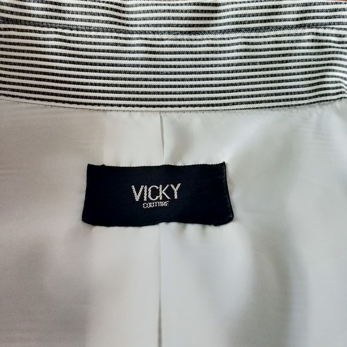 高級感!! 清楚で好印象な!! VICKY ビッキー ストライプ リボンベルト付き 半袖 ワンピース ドレス シャツワンピース