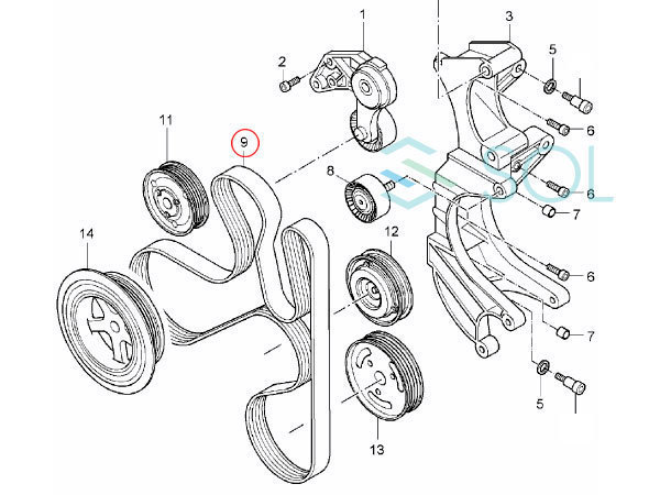 VW トゥアレグ(7LA 7L6 7L7 7P5) 3.2 3.6 ファンベルト Vベルト 7DPK2074 022145933P 出荷締切18時_画像2