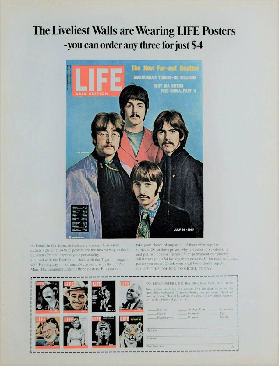 稀少！1968年LIFE誌広告/LIFE Posters/ビートルズ/The Beatles/ロック・ミュージック/音楽/S_画像1