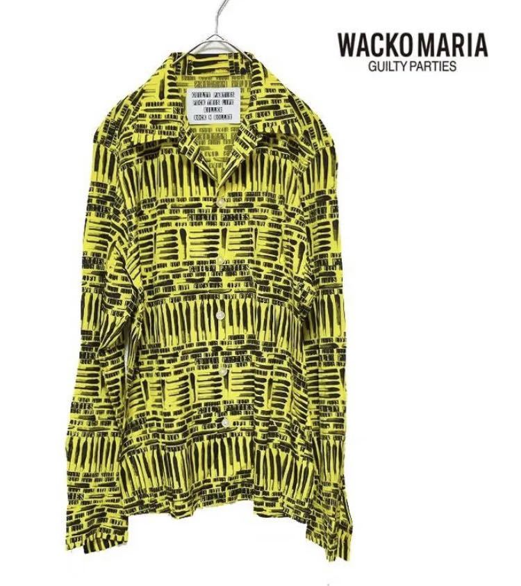 ベストセラー 【試着のみ美品】WACKO MARIA S イエロー 長袖シャツ オープンカラーシャツ シルク100 総柄 ワコマリア parties guilty トップス