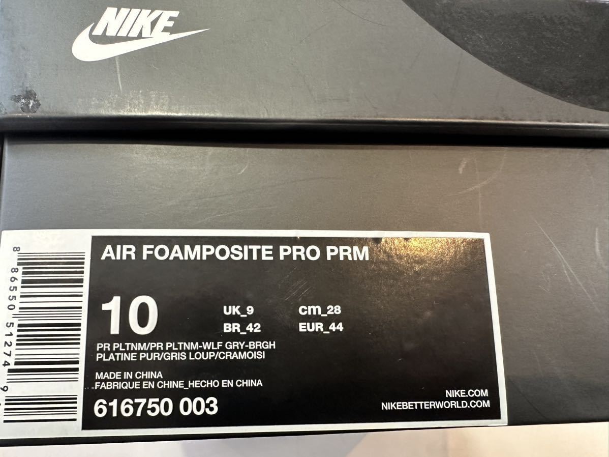 2015 NIKE AIR FOAMPOSITE PRO PRM PLATINUM US10 新品 616750-003_画像7