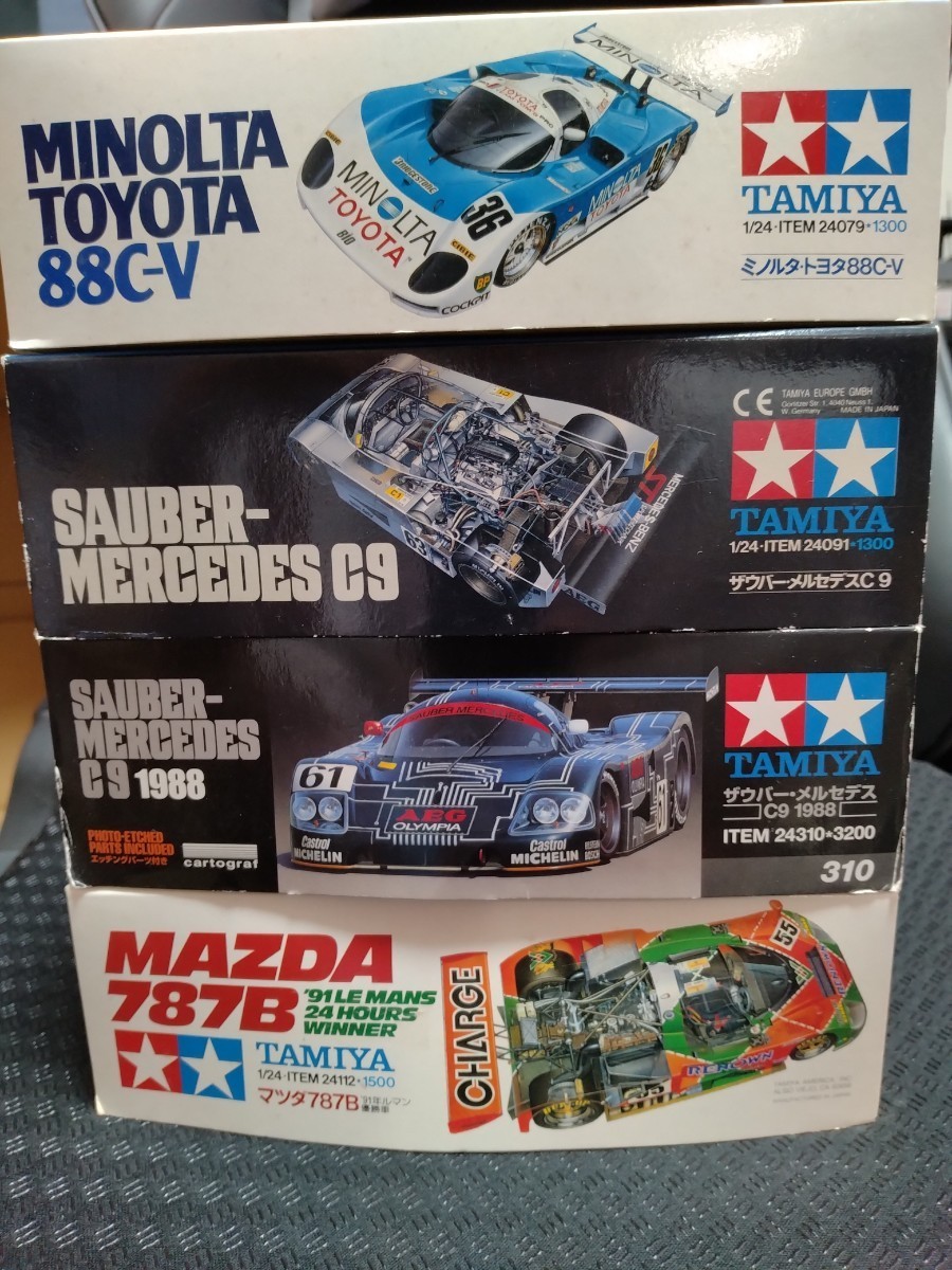 即決 未組立 タミヤ TAMIYA 1/24 Cカー4台 マツダ787Bデカール付き