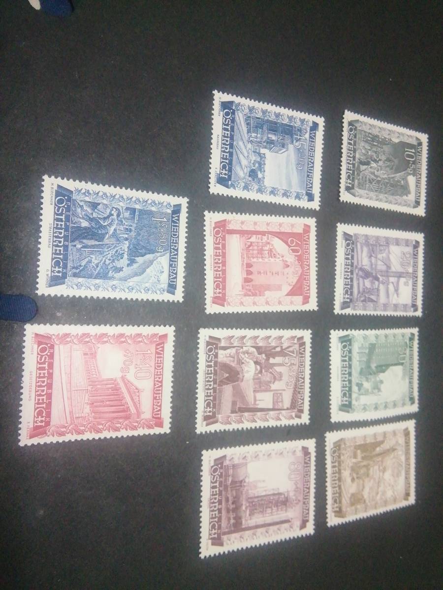 オーストリア 1948/53 寄付金付き切手 ３セット、未使用ヒンジ無し美品の画像1