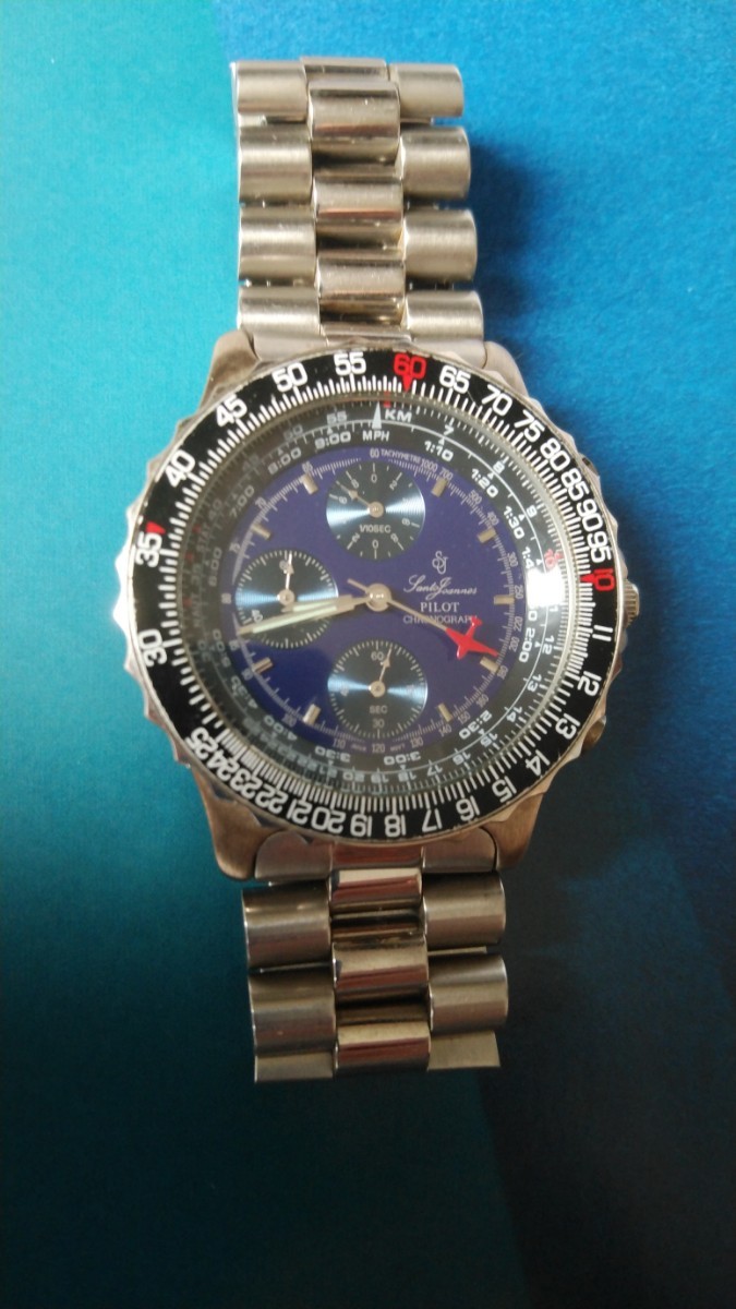 セントジョイナスPILOTパイロットクロノグラフ３つ目　メンズクォーツ腕時計