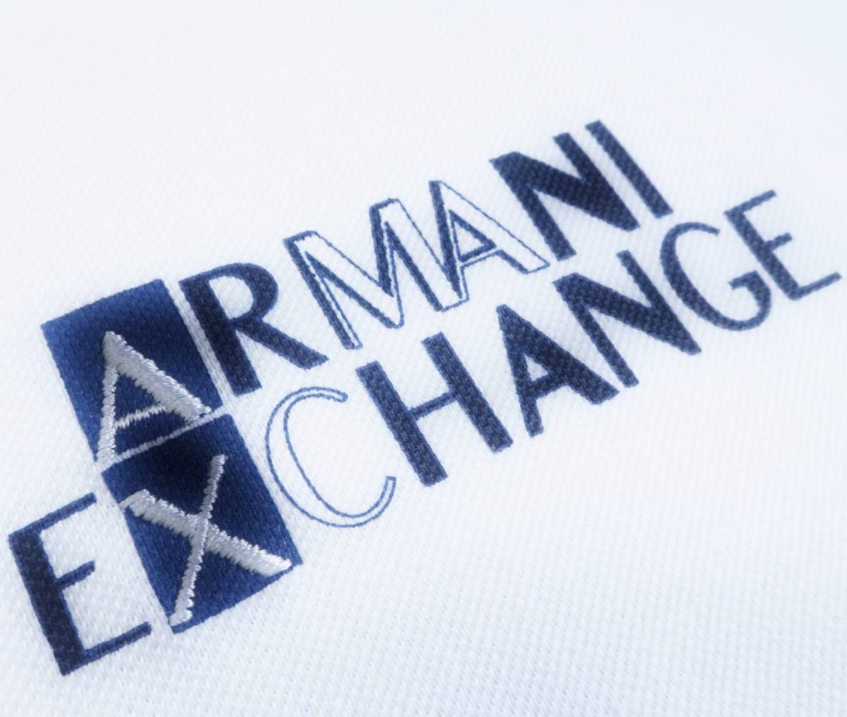  новый товар * Armani * органический белый рубашка-поло * темно-синий Logo * короткий рукав вязаный рубашка * Турция производства белый XL*AX ARMANI*193