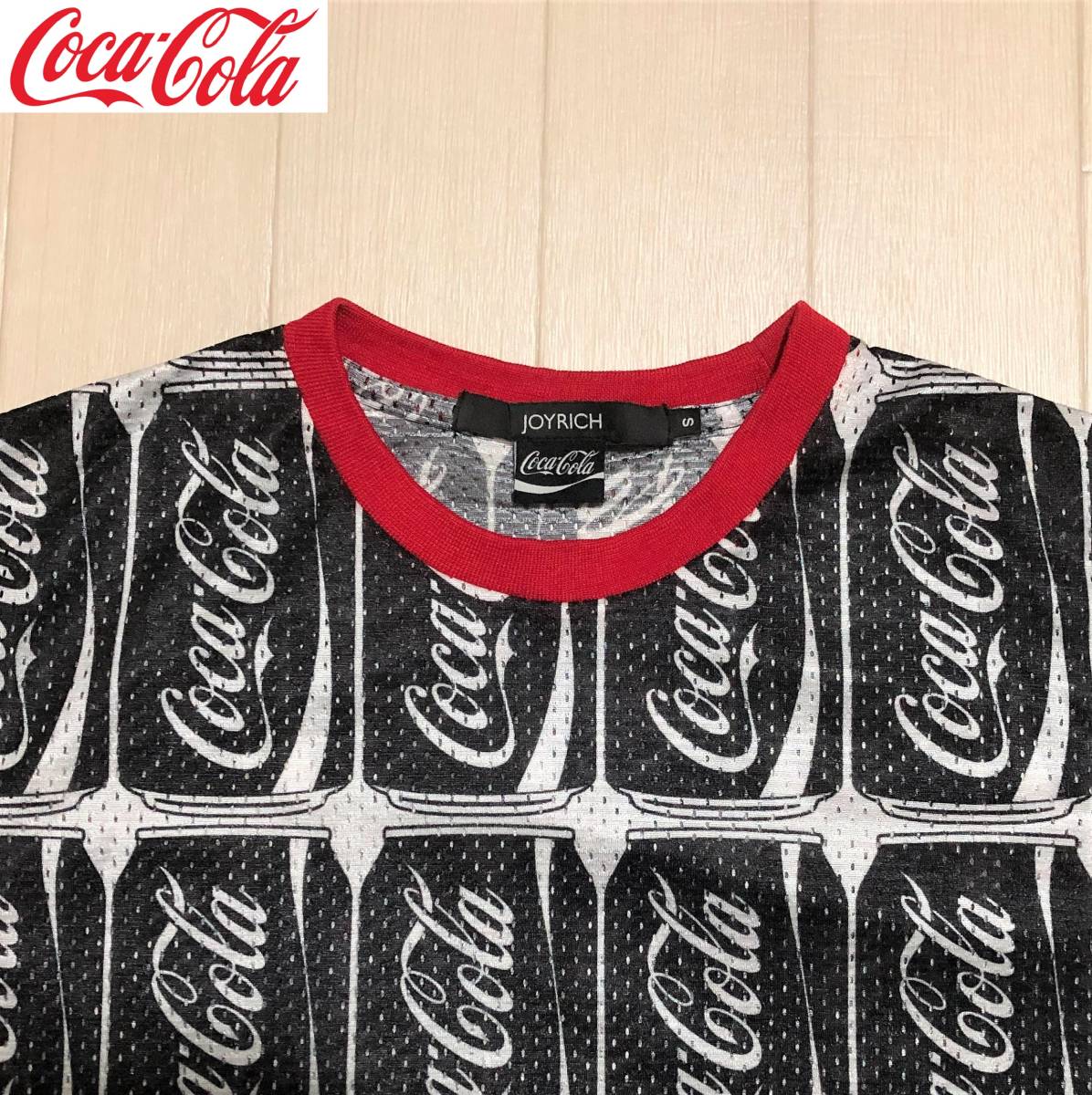 Coca-Cola × JOYRICH Collab Mesh T-Shirt コカ・コーラ × ジョイリッチ コラボ メッシュ Tシャツ サイズS ブラック×ホワイト 半袖 丸首