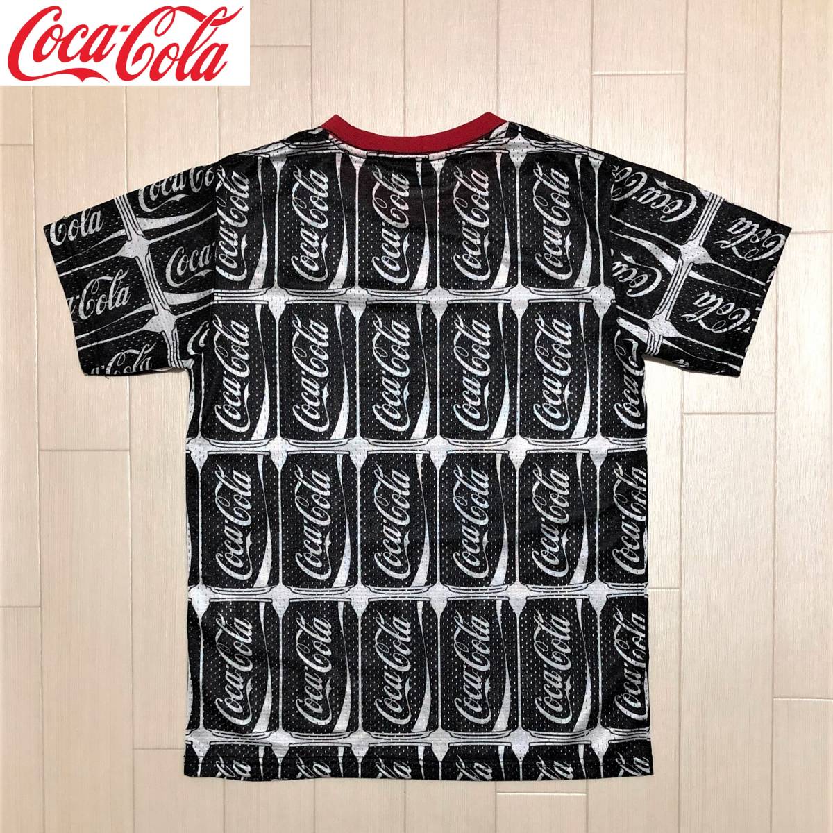 Coca-Cola × JOYRICH Collab Mesh T-Shirt コカ・コーラ × ジョイリッチ コラボ メッシュ Tシャツ サイズS ブラック×ホワイト 半袖 丸首