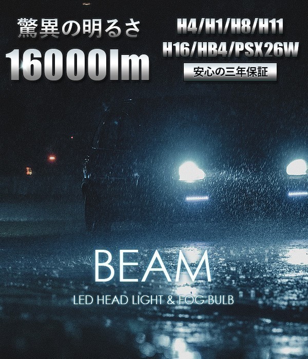 CR-V LED フォグランプ H8/H11/H16 LEDフォグバルブ 6000K/16000LM/30W 車検対応 Philipsチップ 3年保証付き BEAM正規品 RM1/2 LEDライト_画像2