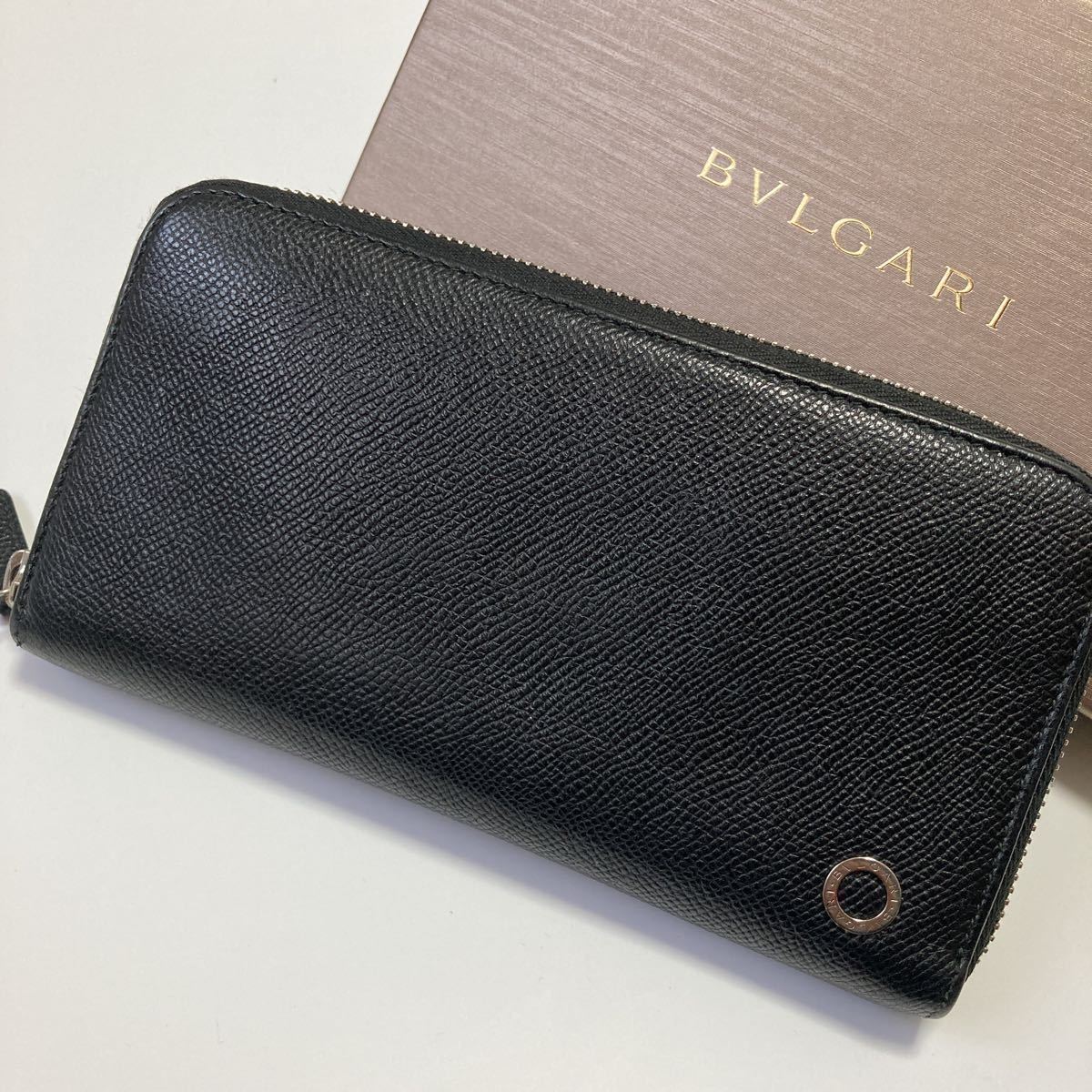 ★BVLGARI ブルガリ マン ジップ 長財布 ブラック メンズ 中古【鑑定済み 本物保証】_画像1