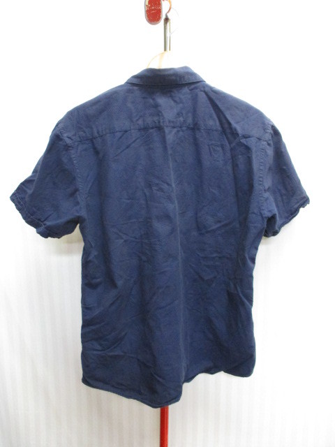 ブラックレーベルクレストブリッジ　リネンシャツ　メンズL　半袖ボタンダウンシャツ　紺　ネイビーシャツ　半袖シャツ　メンズシャツ05252_画像4
