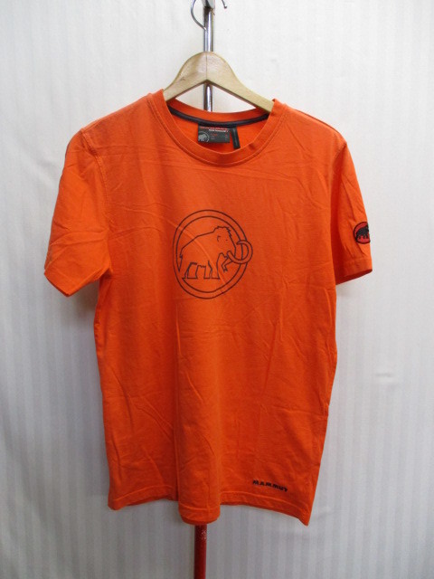 MAMMUT　マムート　Tシャツ　メンズL　オレンジ　ビッグロゴTシャツ　アウトドアシャツ　キャンプウエア　半袖シャツ　カットソー　06092