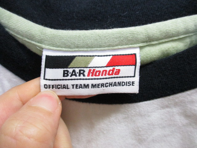 BAR HONDA BARホンダ ラグランTシャツ メンズXL LL 白Tシャツ レーシングシャツ スタッフシャツ F1 カーレースシャツ 05191の画像2