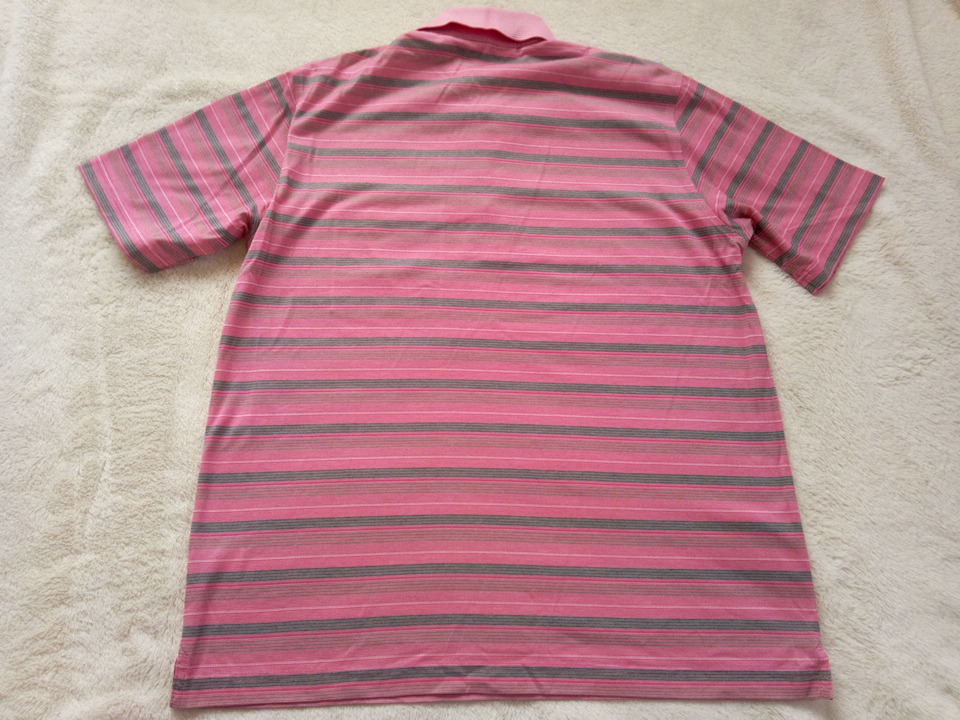  beautiful goods black & white Black&White Golf men's pink gray border pattern polo-shirt M size 
