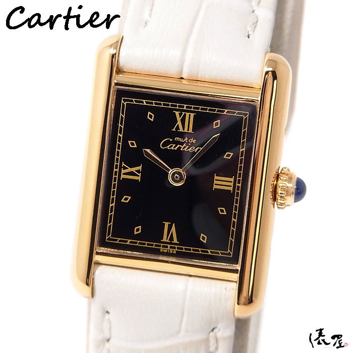 【カルティエ】マストタンク SM 極美品 OH済 QZ ブラック レディース 時計 ヴィンテージ Cartier Tank 俵屋_画像1