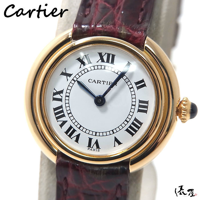 【カルティエ】K18YG ヴァンドームエリプス SM 手巻き OH済 金無垢 アンティーク レディース 時計 Cartier 俵屋