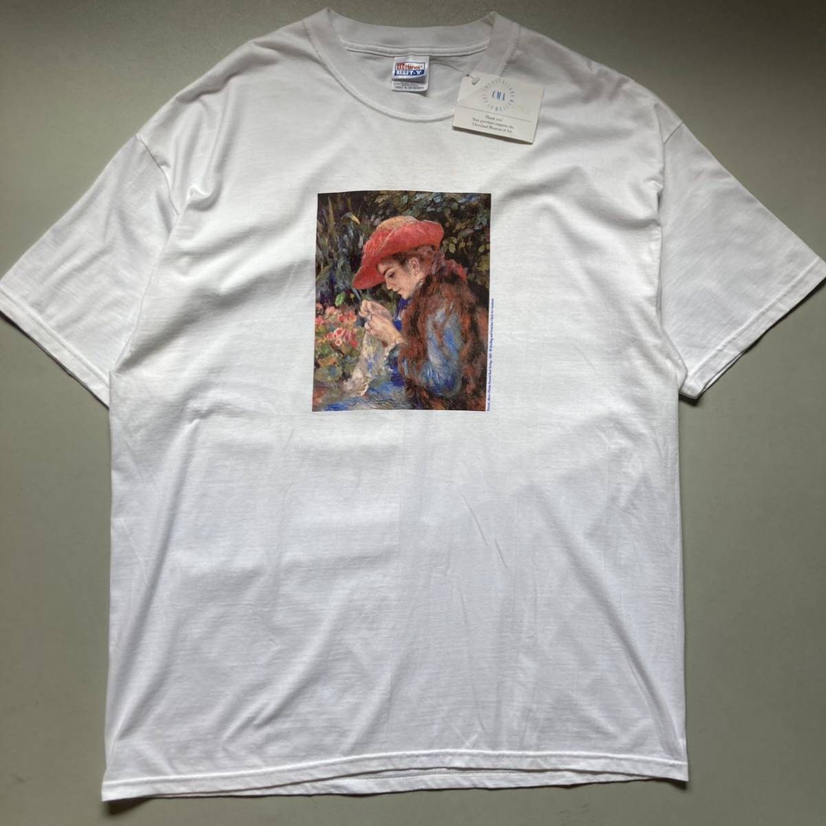 90s Renoir art T-shirt 「DEAD STOCK」 「縫い物をするマリー・テレーズ・デュラン・リュエル嬢」ルノワール　ルノアール　アートTシャツ