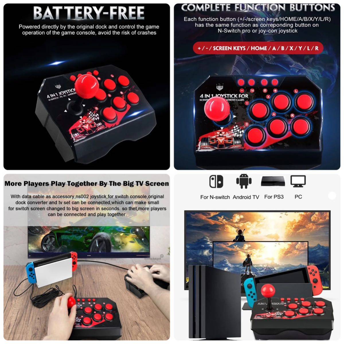 アーケードコントローラー switch対応 USB有線接続 ジョイスティック