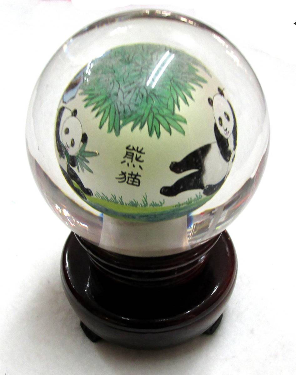 球内面繪画置物 中国工芸品　インテリア小物　飾り物（パンダ柄）_画像1