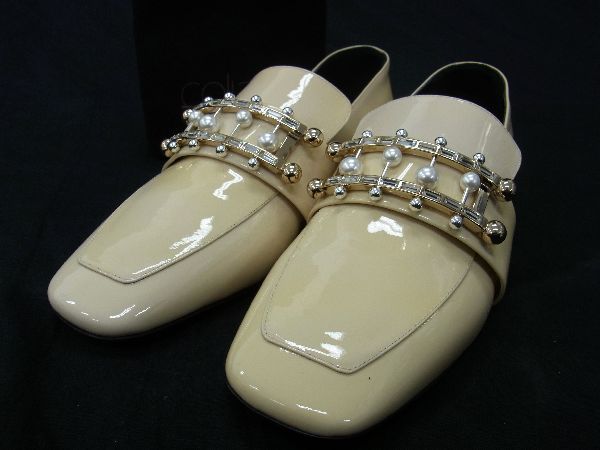 1円 □美品□ COLIAC コリアック レザー フェイクパール ローファー